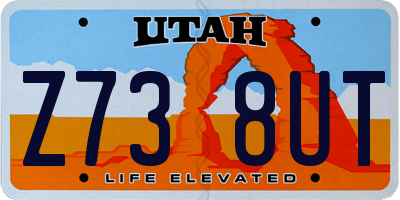 UT license plate Z738UT