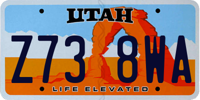 UT license plate Z738WA