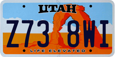 UT license plate Z738WI