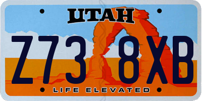 UT license plate Z738XB