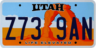 UT license plate Z739AN
