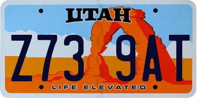 UT license plate Z739AT
