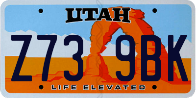 UT license plate Z739BK