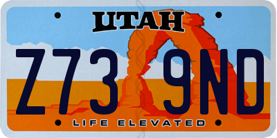 UT license plate Z739ND