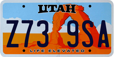 UT license plate Z739SA