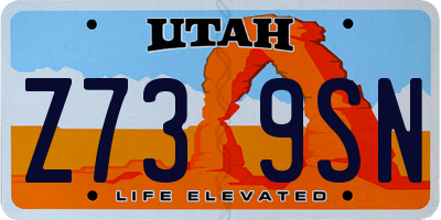 UT license plate Z739SN
