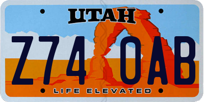 UT license plate Z740AB