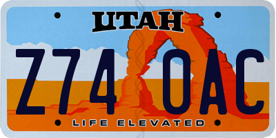 UT license plate Z740AC