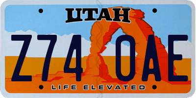 UT license plate Z740AE
