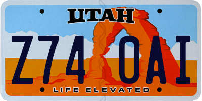 UT license plate Z740AI