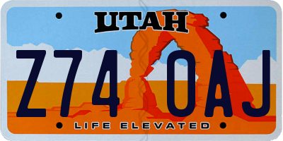 UT license plate Z740AJ