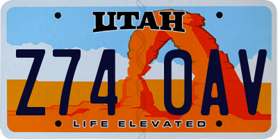 UT license plate Z740AV
