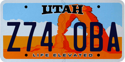 UT license plate Z740BA