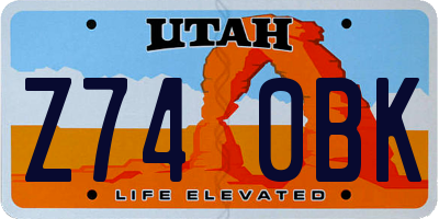 UT license plate Z740BK
