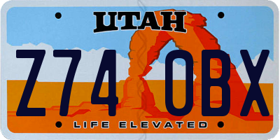 UT license plate Z740BX