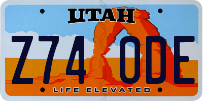 UT license plate Z740DE