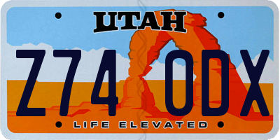 UT license plate Z740DX