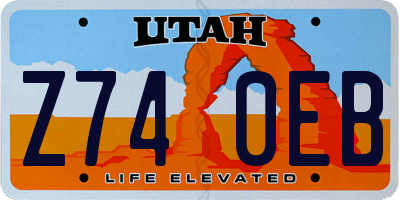 UT license plate Z740EB