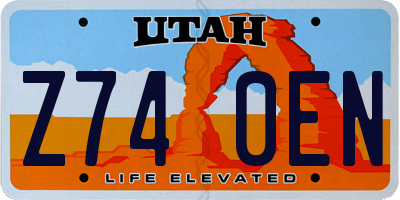UT license plate Z740EN