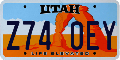 UT license plate Z740EY