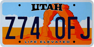 UT license plate Z740FJ