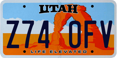 UT license plate Z740FV
