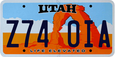 UT license plate Z740IA