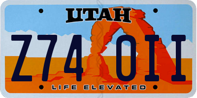 UT license plate Z740II