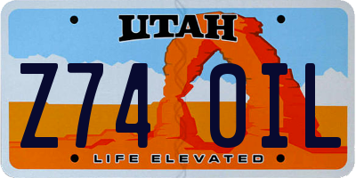 UT license plate Z740IL