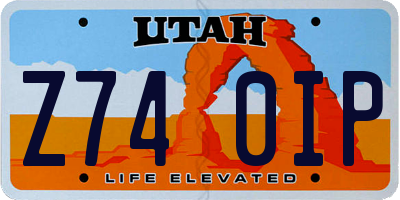 UT license plate Z740IP