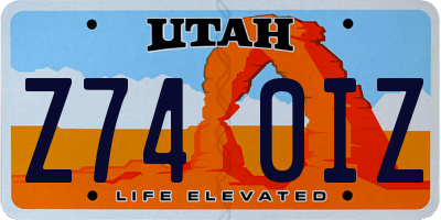 UT license plate Z740IZ