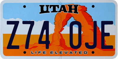 UT license plate Z740JE