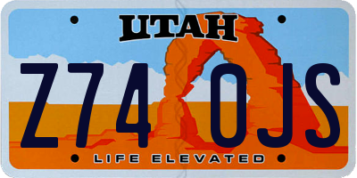 UT license plate Z740JS