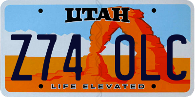 UT license plate Z740LC
