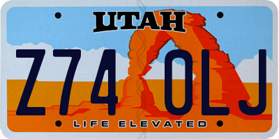 UT license plate Z740LJ