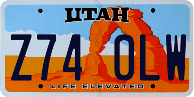 UT license plate Z740LW