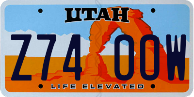 UT license plate Z740OW