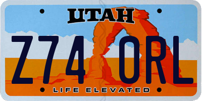 UT license plate Z740RL