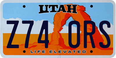 UT license plate Z740RS