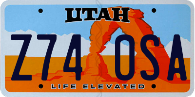 UT license plate Z740SA