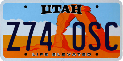 UT license plate Z740SC