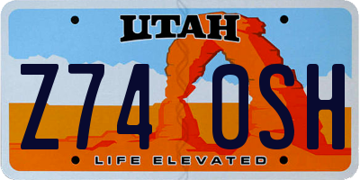 UT license plate Z740SH