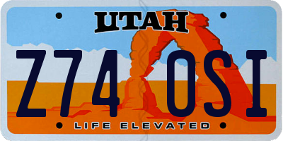 UT license plate Z740SI