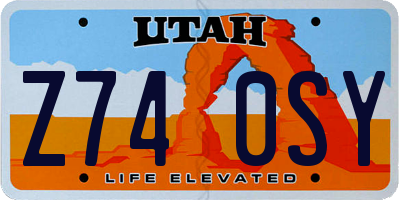 UT license plate Z740SY