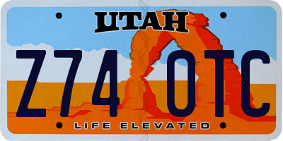 UT license plate Z740TC