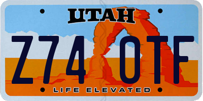 UT license plate Z740TF