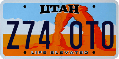 UT license plate Z740TO