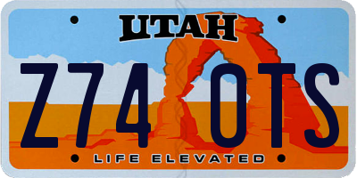 UT license plate Z740TS