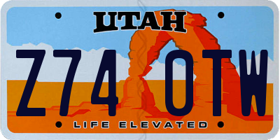 UT license plate Z740TW