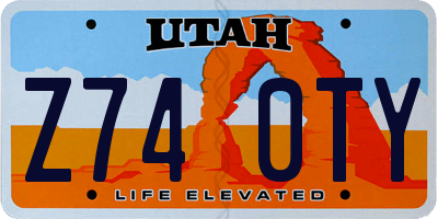UT license plate Z740TY